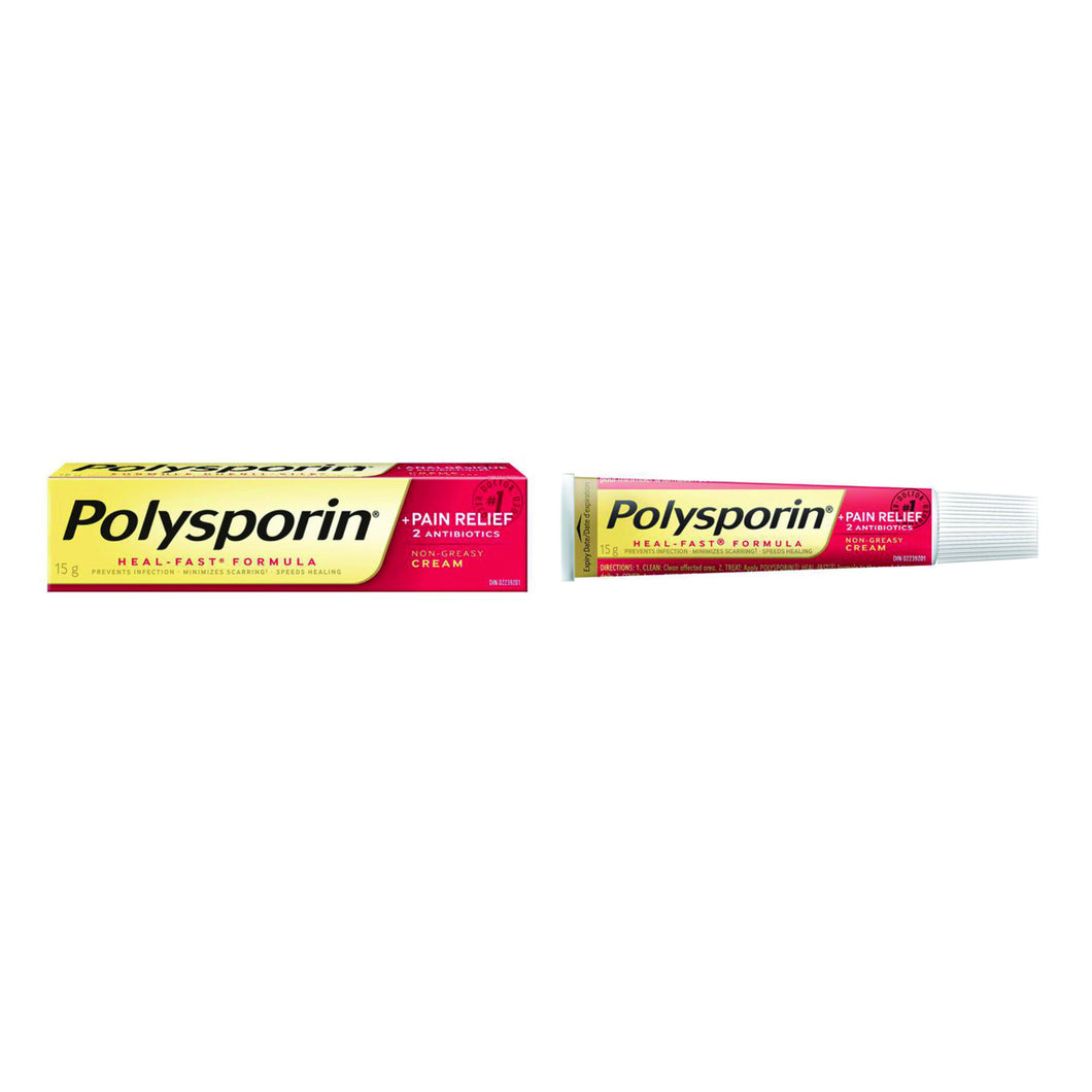 Polysporin Plus Pain Relief Antibiotic Cream, Heal-Fast Formula 15g