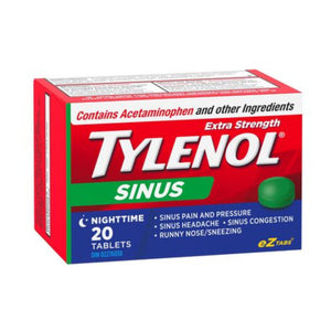 TYLENOL® Extra Stength Sinus eZ Tabs, Relieves Sinus congestion & other Sinus syptoms, Nighttime, 20ct