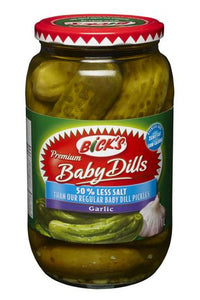 50% Less Salt Garlic Baby Dills Pickles: 1L