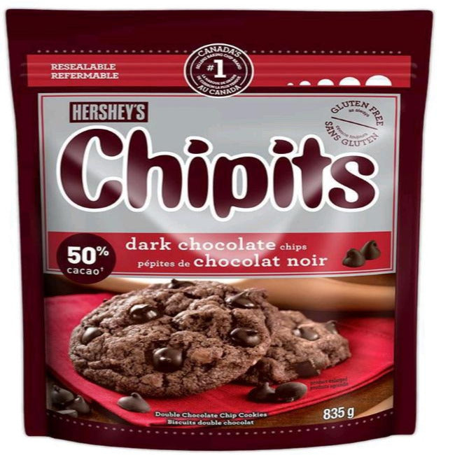 HERSHEY'S CHIPITS Baking Chocolate Chips,Dark Chocolate
835g