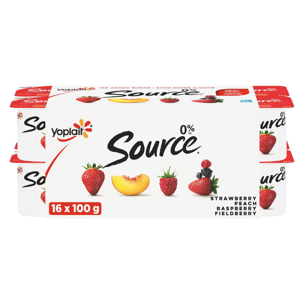 Yoplait Source Strawberry/Fieldberry/Peach/Raspberry Yogurt 16 x 100 g