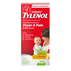 Tylenol Infants' Medicine, Fever & Pain Drops, Dye Free Grape