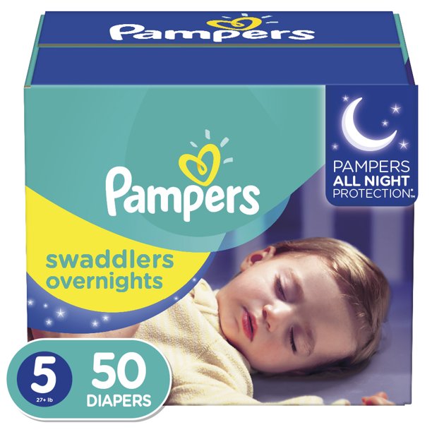 Pampers · Pampers Swaddlers Overnights Diapers - Super Pack size 5, 50 Diapers