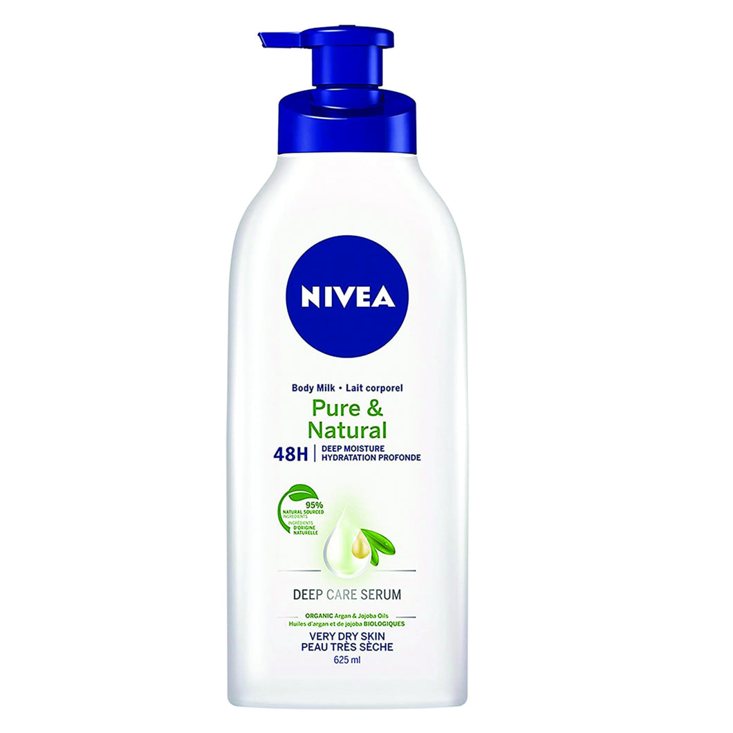 NIVEA Pure & Natural 48H Deep Moisture Body Milk for Very Dry Skin - 625 ml