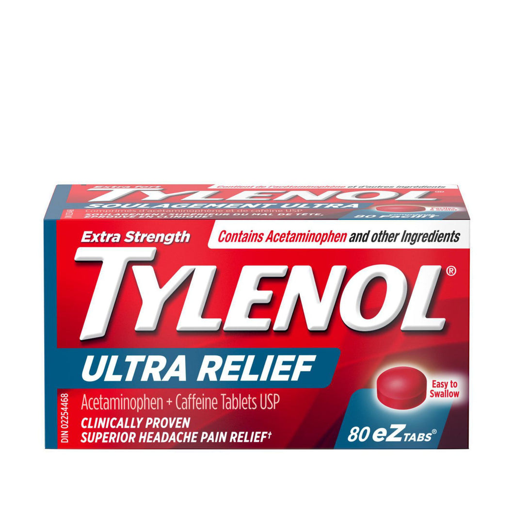 Tylenol Ultra Relief eZTABS for Migraine Pain Relief, 500 mg Acetaminophen Plus 65 mg Caffeine