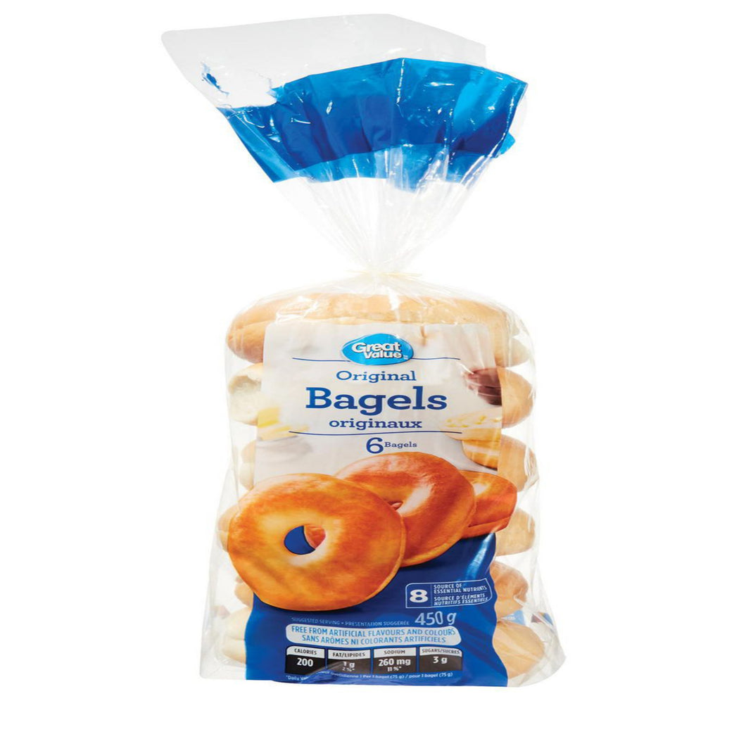 Great Value Original Bagels | Pack of 6
