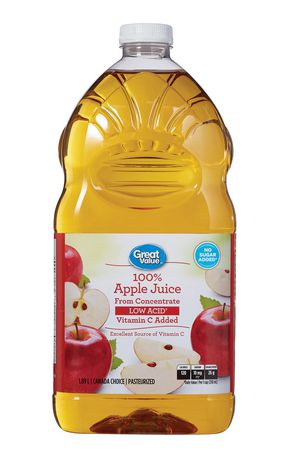 Great Value 100% Low Acid Pure Apple Juice: 1.89L