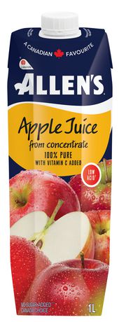 Allen's 100% Pure Apple Juice from concentrate
1L