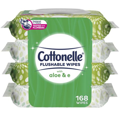 Cottonelle GentlePlus Flushable Wet Wipes with Aloe & Vitamin E, 4 Flip-Top Packs: 4×42 wipes