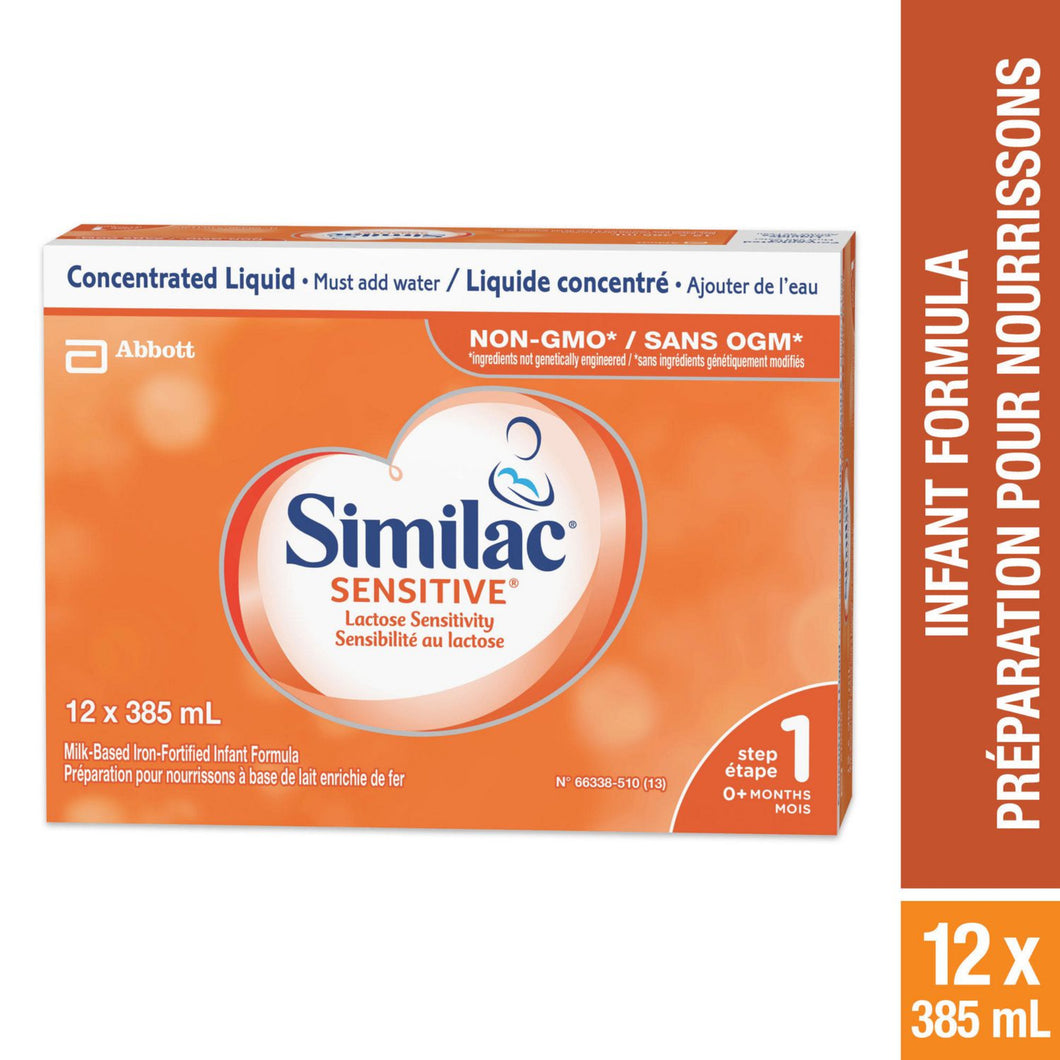 Similac Sensitive Lactose Sensitivity Liquid Baby Formula, 12 x 385 mL