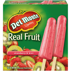 DEL MONTE® Real Fruit Frozen Fruit Bars Strawberry & Kiwi 12×50 ml