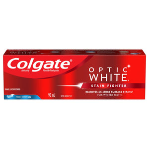 Colgate Optic White Stain Fighter Teeth Whitening Toothpaste, Fresh Mint Gel - 90 mL