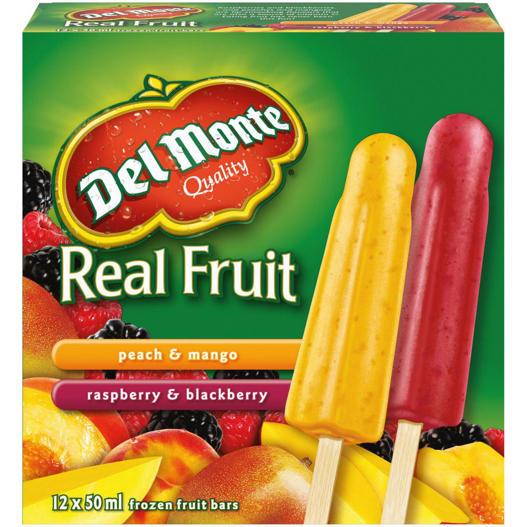 DEL MONTE Real Fruit Bars Peach Mango & Raspberry Blackberry 10×50 ml