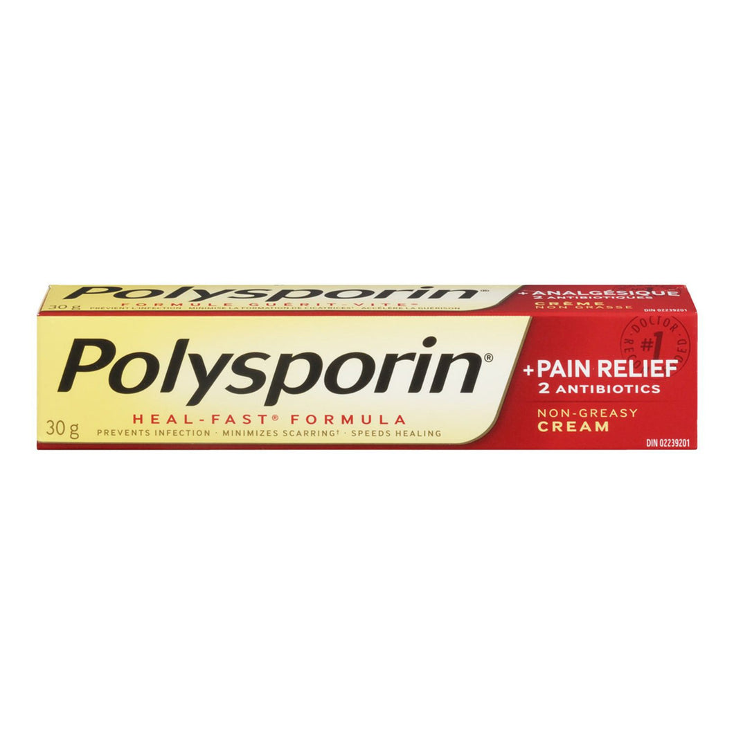 Polysporin Plus Pain Relief Antibiotic Cream, Heal-Fast Formula 30g