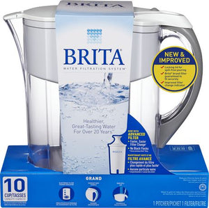 Brita Water Filter Pitcher with 1 Standard Filter, White : 10 cup