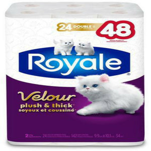 Royale Velour, Plush and Thick Toilet Paper, 24 Double equal 48 rolls