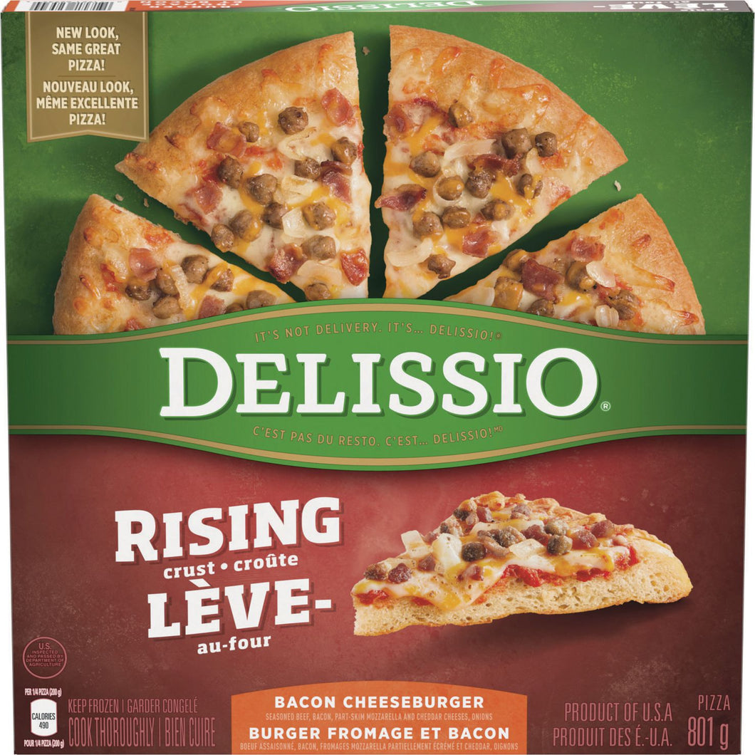 Delissio Rising Crust Bacon Cheeseburger Pizza - 801g