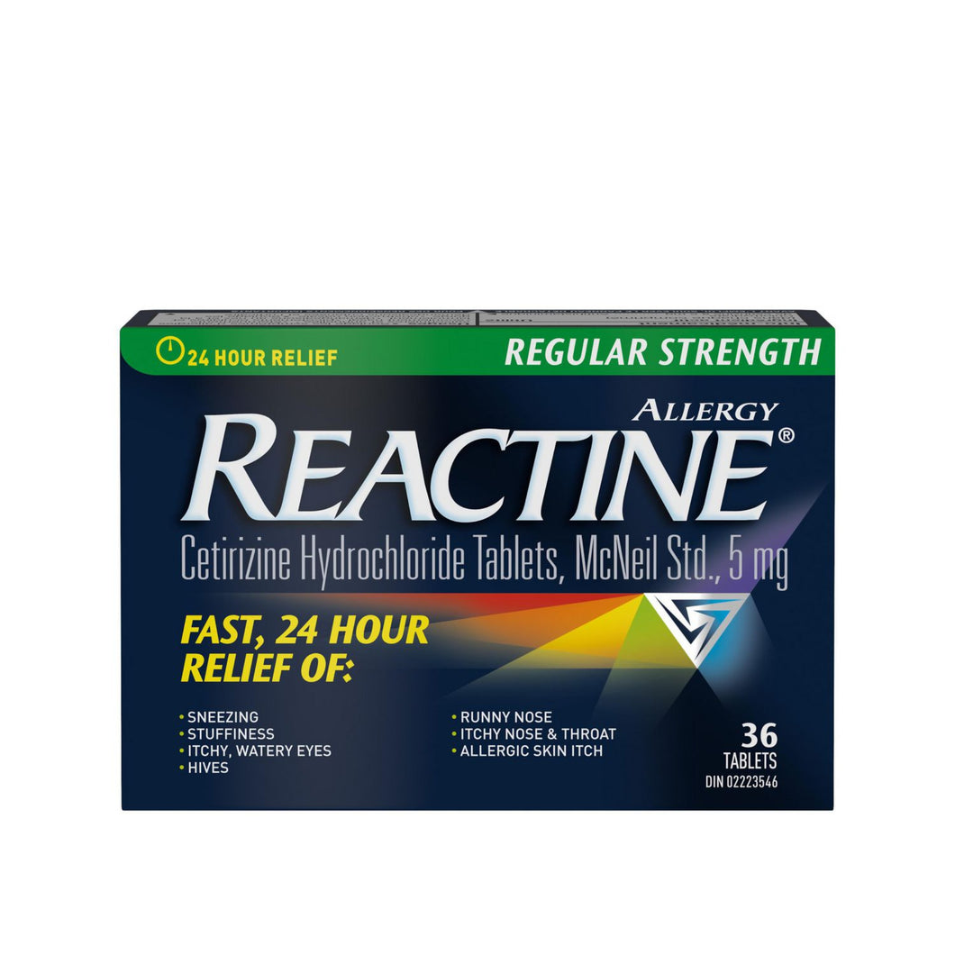 Reactine Regular Strength 24 Hour Allergy Medicine, Antihistamine, 5mg | 36 tablets