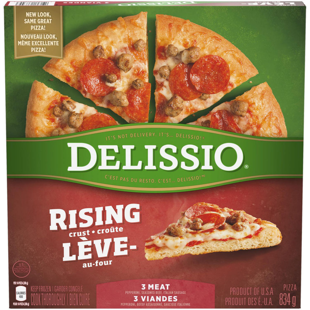 DELISSIO• Rising Crust Pizza 3 Meat - 834 g