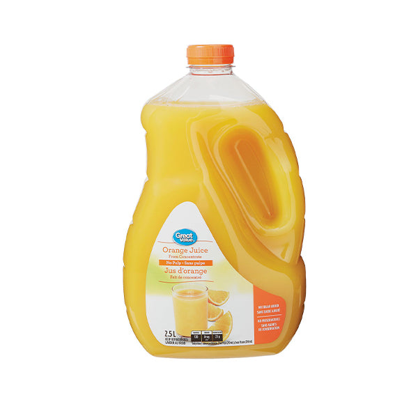 Great Value•Orange Juice from concentrate No Pulp 2.5L